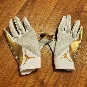 Nike Air Jordan Gloves Vapor Knit 4.0 Large‎ Metallic Football White Gold